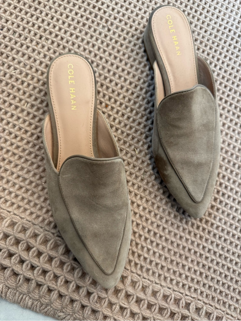 Cole Haan grey/tuape Suede Pointed Backless Mules